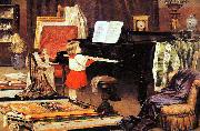 Aurelio de Figueiredo Girl at the piano Sweden oil painting artist